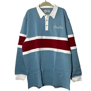 Bogey Boys Golf Shirt NEW Men 3X Mid Stripe Polo Blue Red Long Sleeve Preppy Top